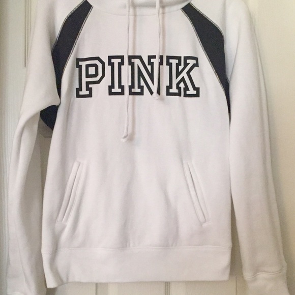 Victoria’s Secret PINK Funnel Neck Hoodie White S - Picture 2 of 7